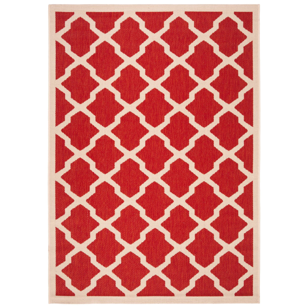 SAFAVIEH Outdoor CY6903-248 Courtyard Collection Red / Bone Rug Image 1