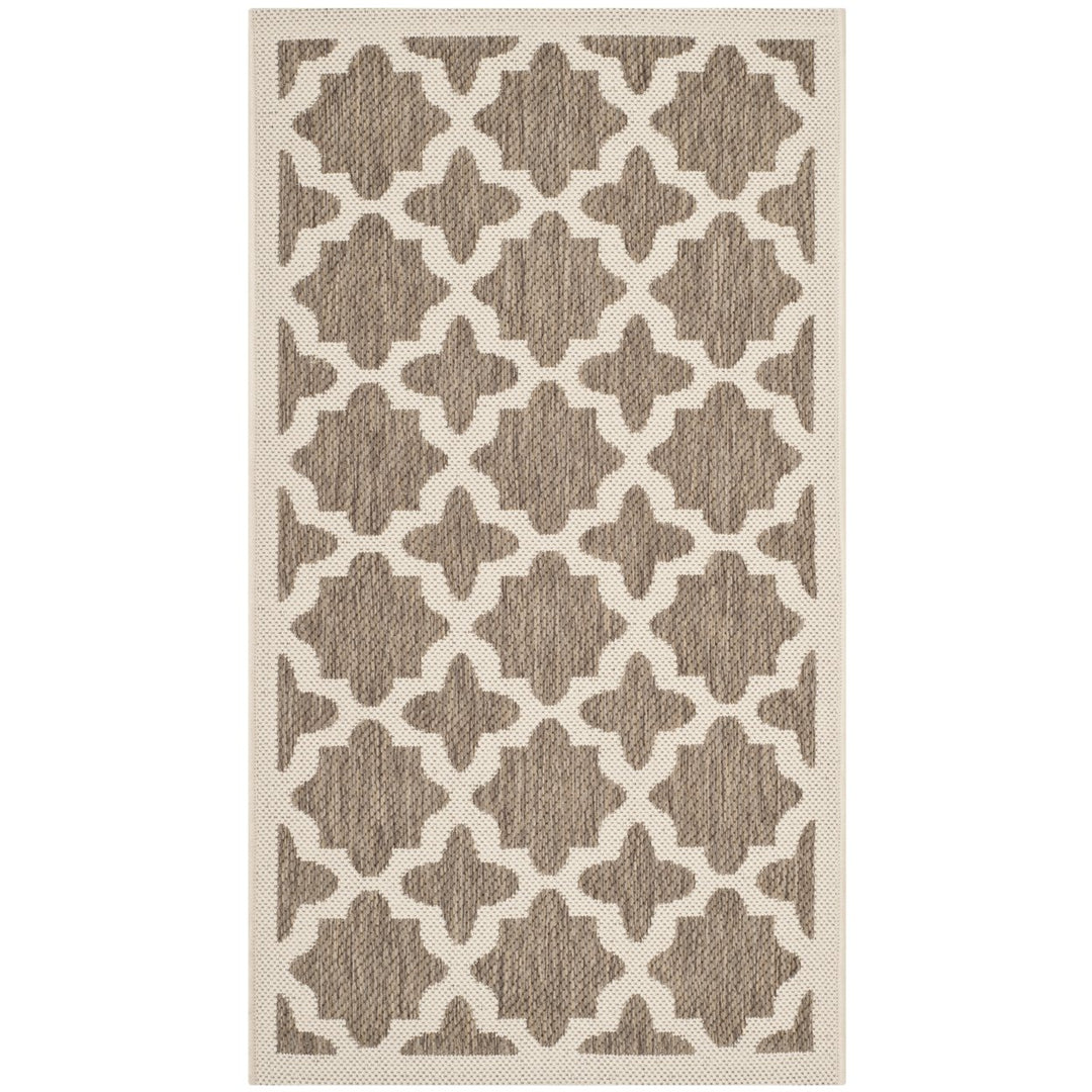 SAFAVIEH Indoor Outdoor CY6913-242 Courtyard Brown / Bone Rug Image 1