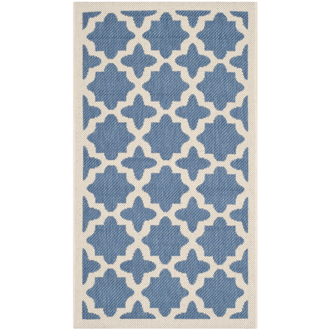 SAFAVIEH Indoor Outdoor CY6913-243 Courtyard Blue / Beige Rug Image 2