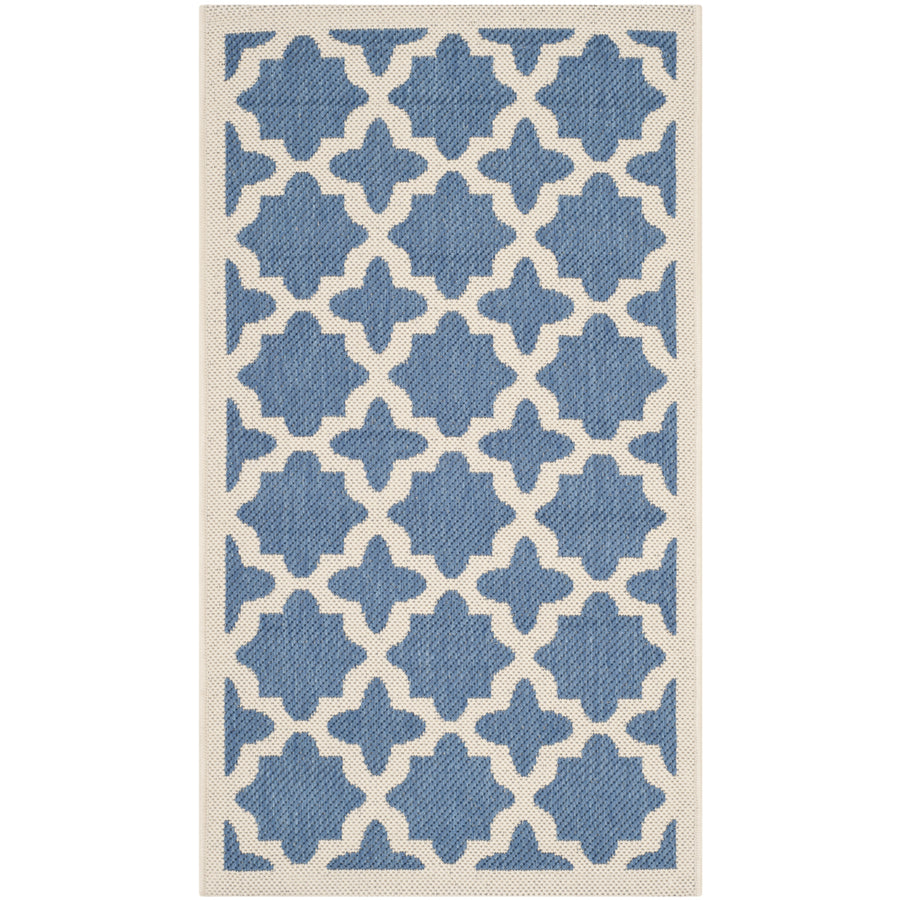 SAFAVIEH Indoor Outdoor CY6913-243 Courtyard Blue / Beige Rug Image 2