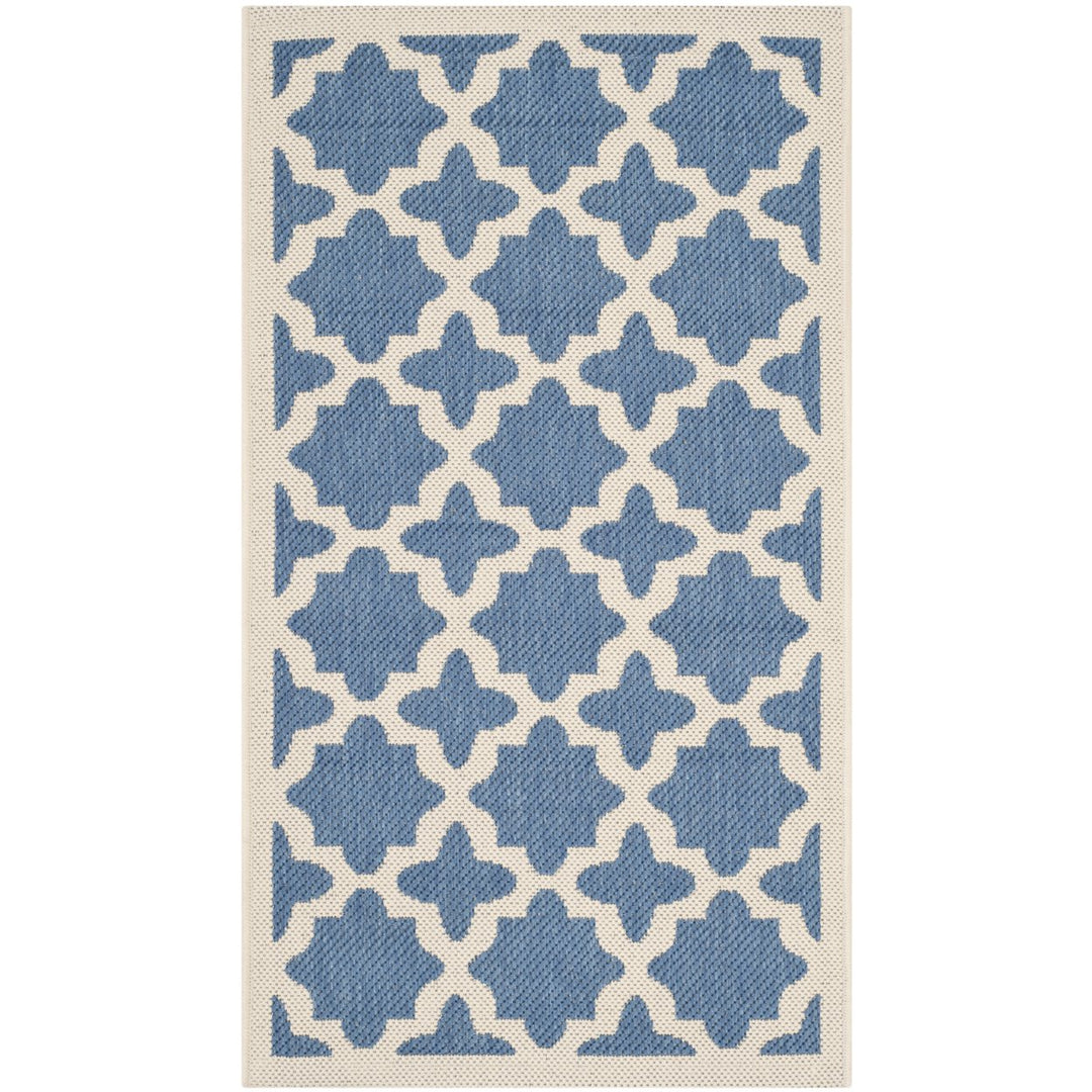 SAFAVIEH Indoor Outdoor CY6913-243 Courtyard Blue / Beige Rug Image 1