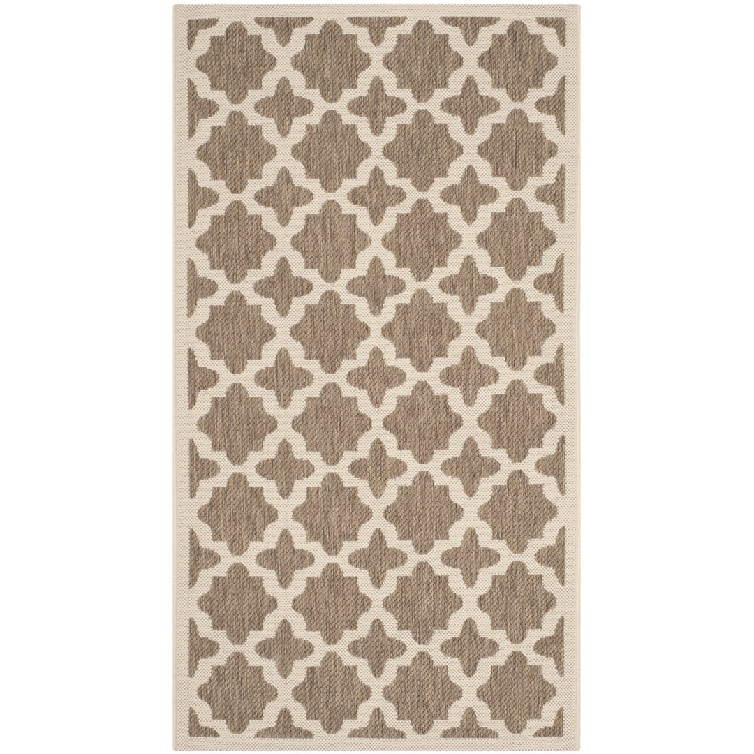 SAFAVIEH Indoor Outdoor CY6913-242 Courtyard Brown / Bone Rug Image 1