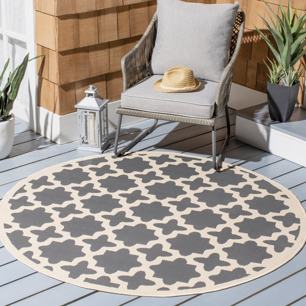 SAFAVIEH Outdoor CY6913-246 Courtyard Anthracite / Beige Rug Image 2