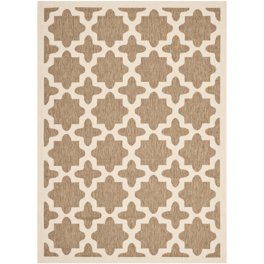 SAFAVIEH Indoor Outdoor CY6913-242 Courtyard Brown / Bone Rug Image 1