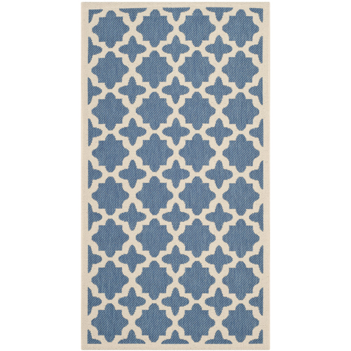 SAFAVIEH Indoor Outdoor CY6913-243 Courtyard Blue / Beige Rug Image 4