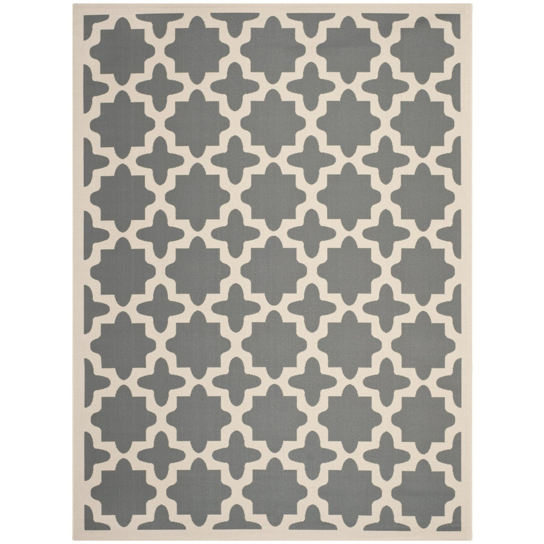 SAFAVIEH Outdoor CY6913-246 Courtyard Anthracite / Beige Rug Image 1