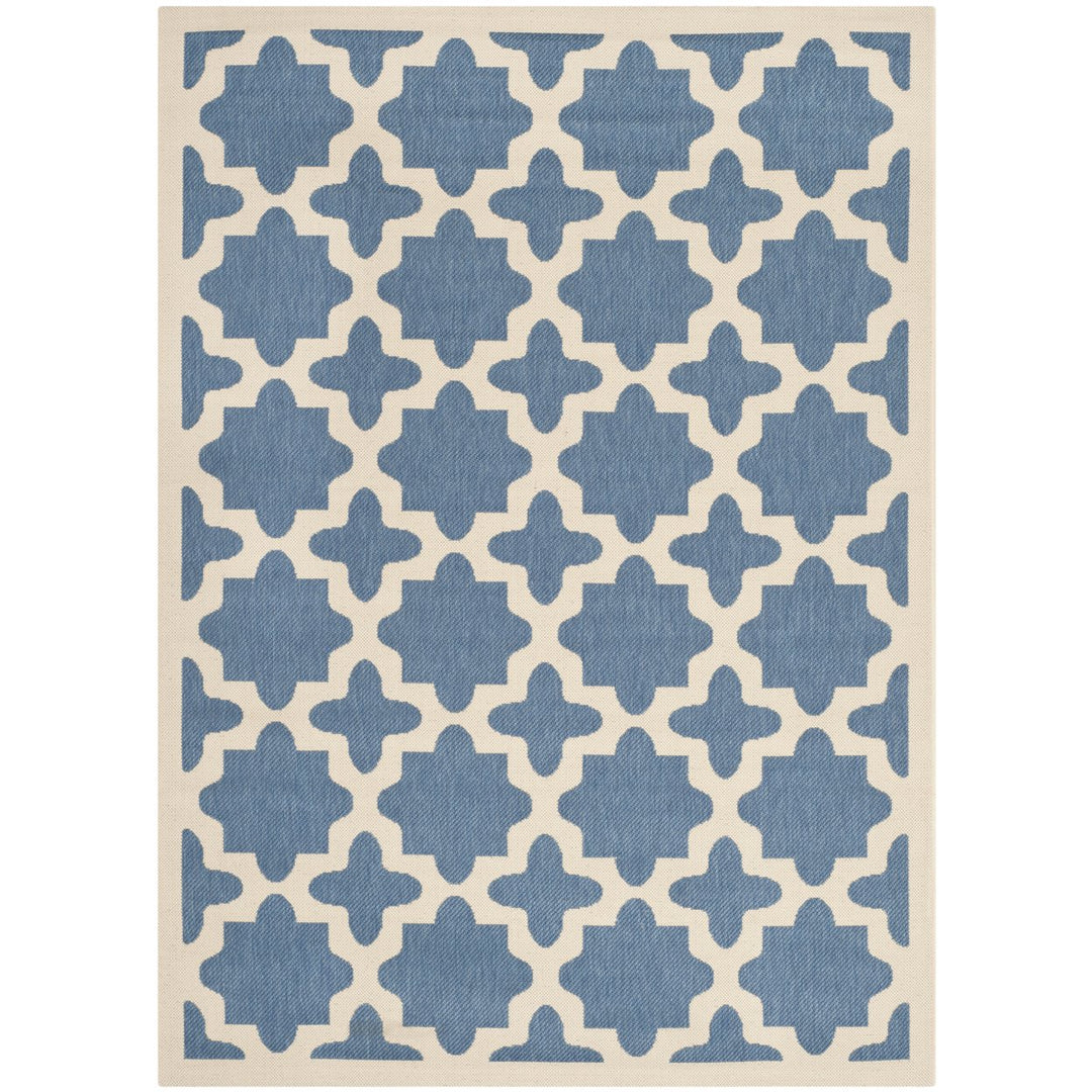 SAFAVIEH Indoor Outdoor CY6913-243 Courtyard Blue / Beige Rug Image 1