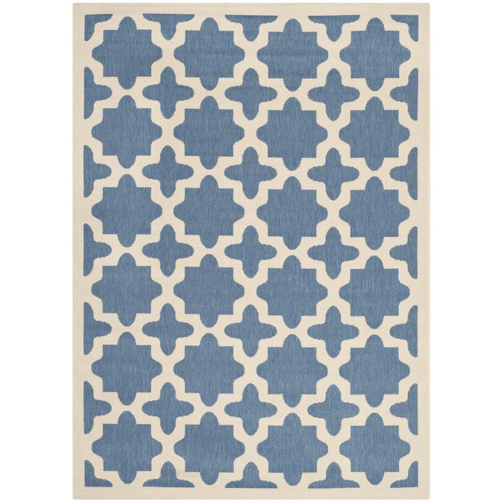 SAFAVIEH Indoor Outdoor CY6913-243 Courtyard Blue / Beige Rug Image 1