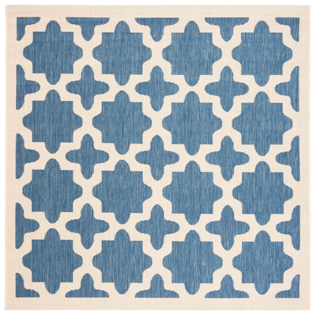 SAFAVIEH Indoor Outdoor CY6913-243 Courtyard Blue / Beige Rug Image 6