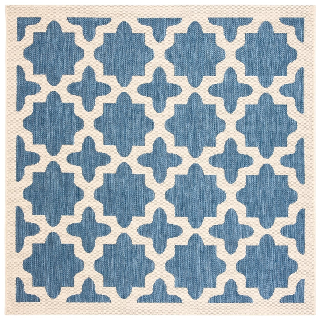 SAFAVIEH Indoor Outdoor CY6913-243 Courtyard Blue / Beige Rug Image 1