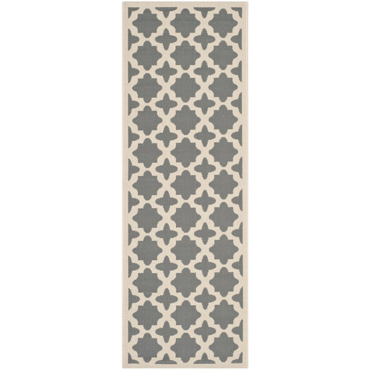 SAFAVIEH Outdoor CY6913-246 Courtyard Anthracite / Beige Rug Image 1