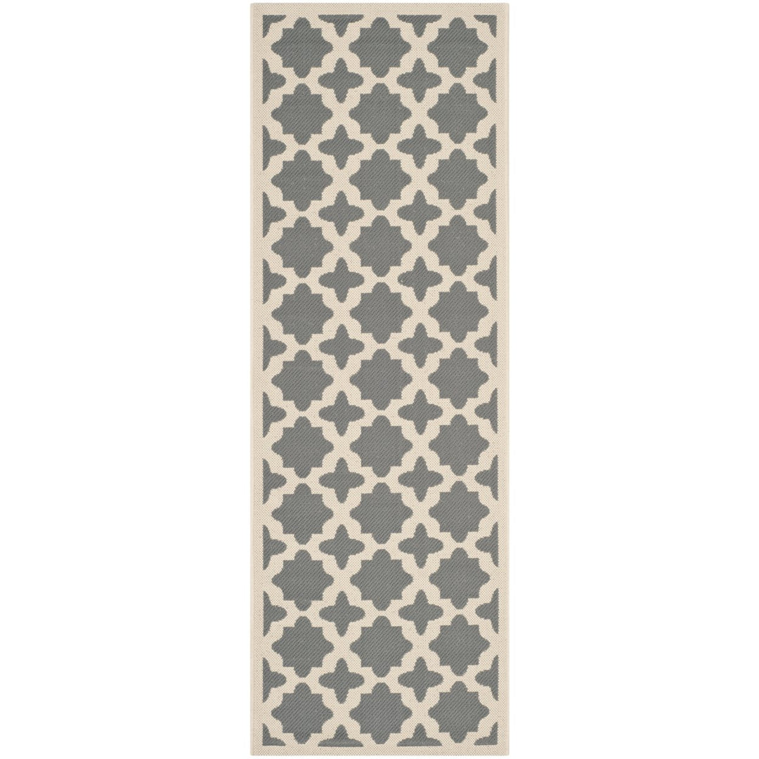 SAFAVIEH Outdoor CY6913-246 Courtyard Anthracite / Beige Rug Image 1