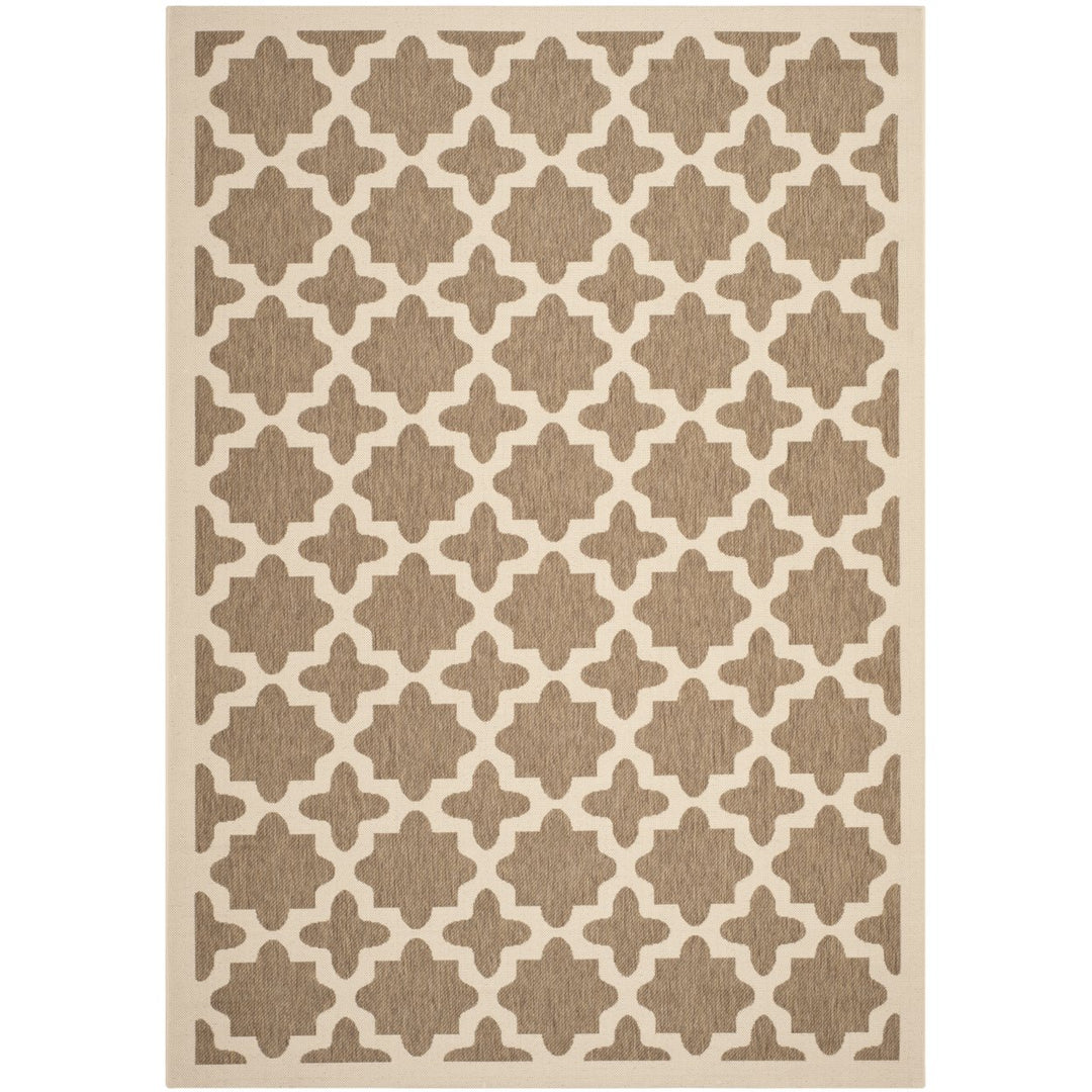 SAFAVIEH Indoor Outdoor CY6913-242 Courtyard Brown / Bone Rug Image 1