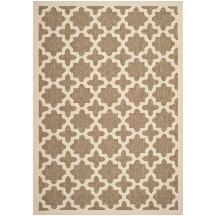 SAFAVIEH Indoor Outdoor CY6913-242 Courtyard Brown / Bone Rug Image 1