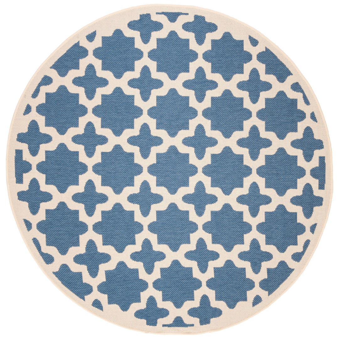 SAFAVIEH Indoor Outdoor CY6913-243 Courtyard Blue / Beige Rug Image 7