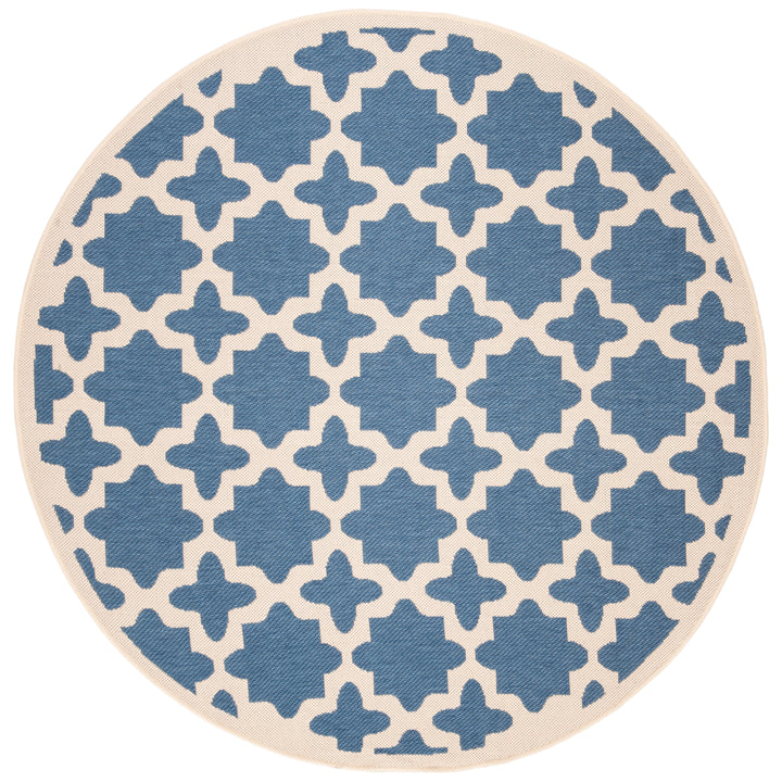 SAFAVIEH Indoor Outdoor CY6913-243 Courtyard Blue / Beige Rug Image 7