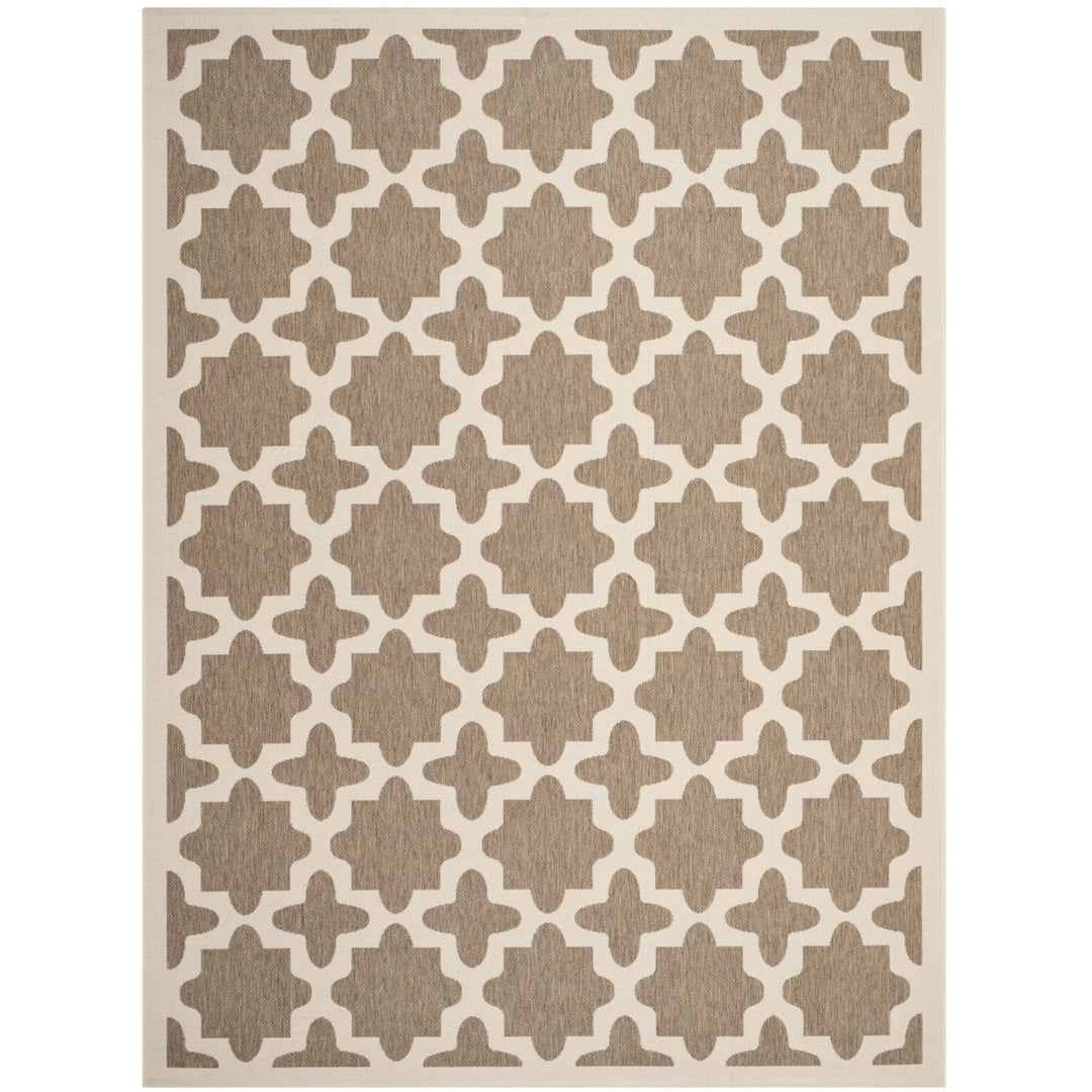 SAFAVIEH Indoor Outdoor CY6913-242 Courtyard Brown / Bone Rug Image 1