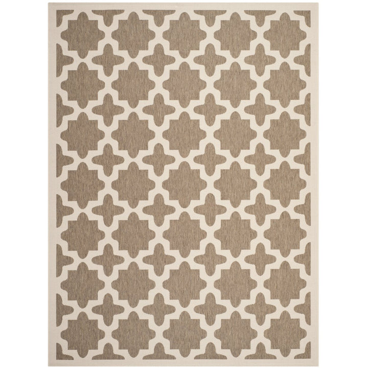 SAFAVIEH Indoor Outdoor CY6913-242 Courtyard Brown / Bone Rug Image 1