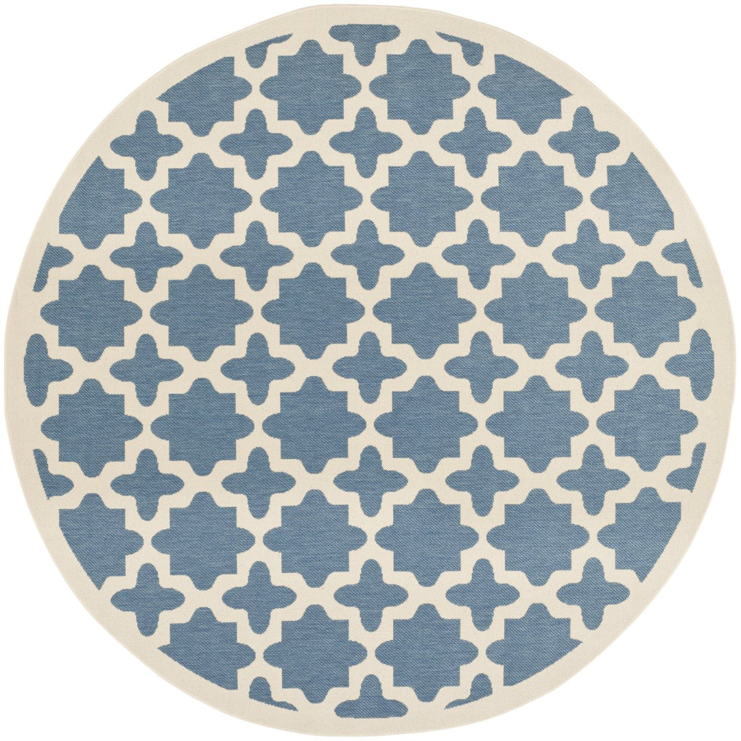 SAFAVIEH Indoor Outdoor CY6913-243 Courtyard Blue / Beige Rug Image 8