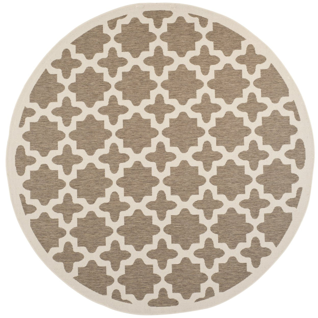 SAFAVIEH Indoor Outdoor CY6913-242 Courtyard Brown / Bone Rug Image 1