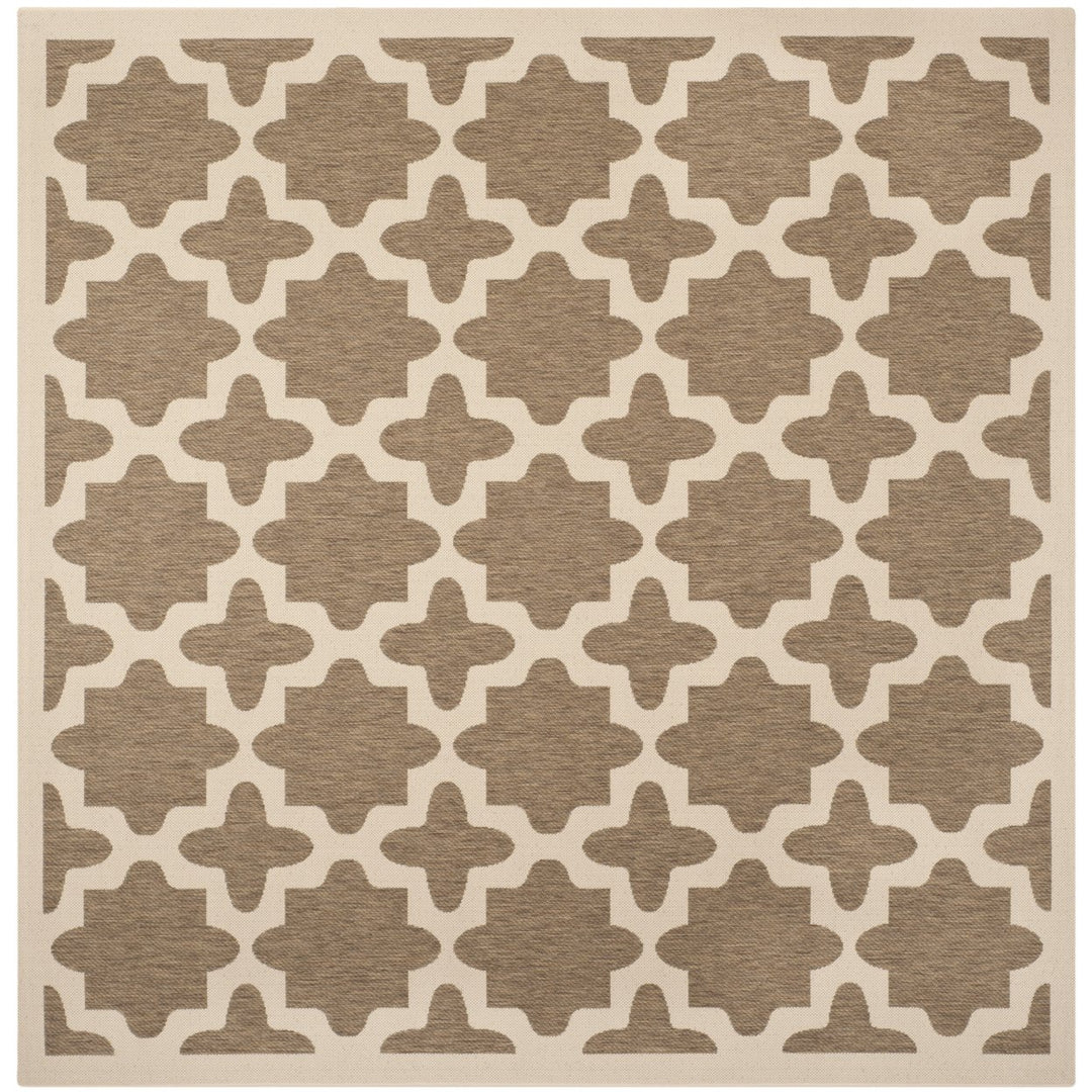 SAFAVIEH Indoor Outdoor CY6913-242 Courtyard Brown / Bone Rug Image 1