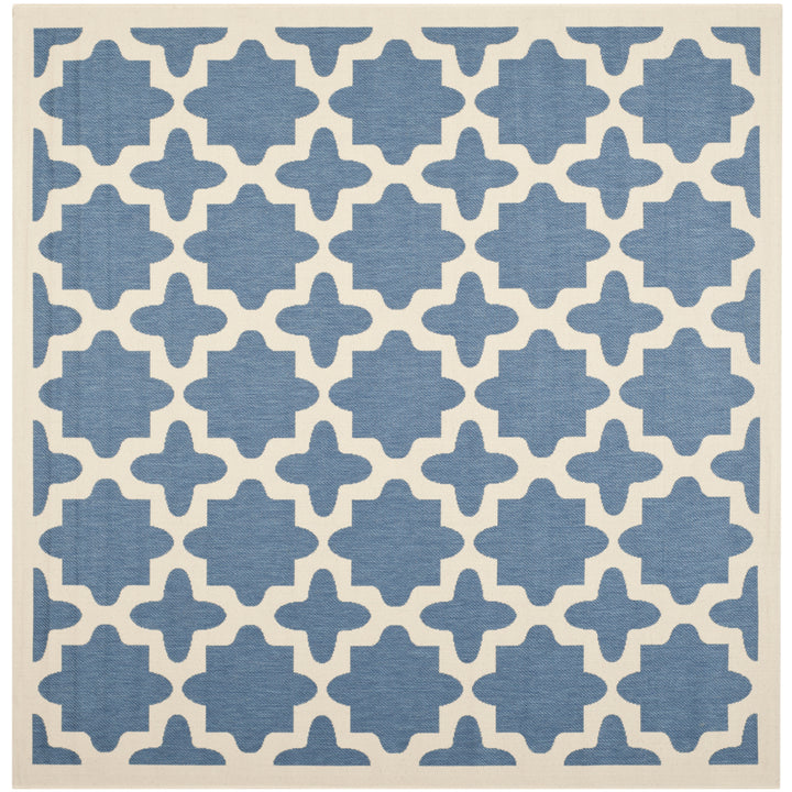 SAFAVIEH Indoor Outdoor CY6913-243 Courtyard Blue / Beige Rug Image 9