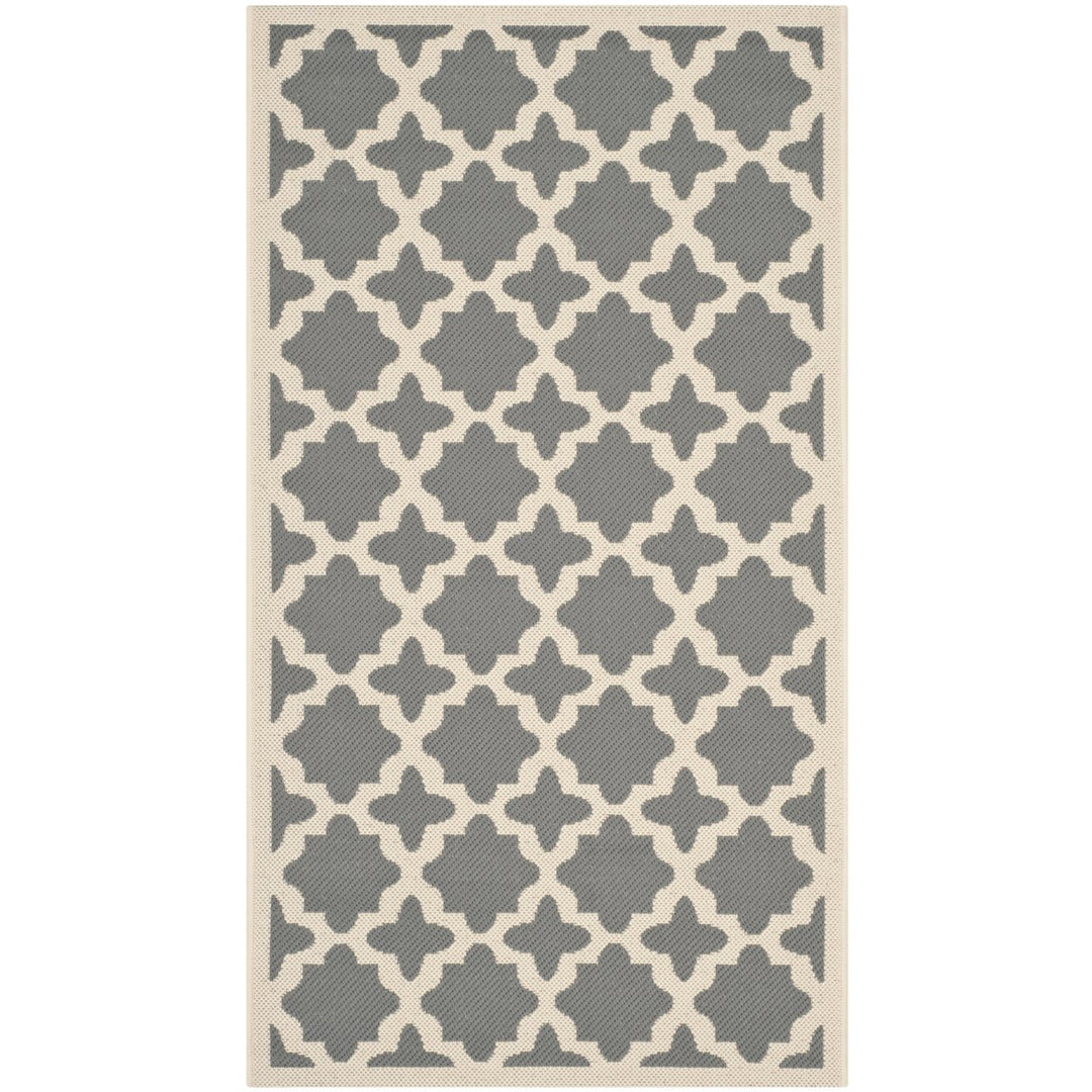 SAFAVIEH Outdoor CY6913-246 Courtyard Anthracite / Beige Rug Image 1