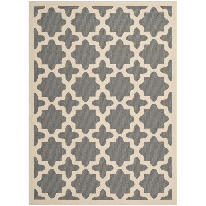 SAFAVIEH Outdoor CY6913-246 Courtyard Anthracite / Beige Rug Image 1