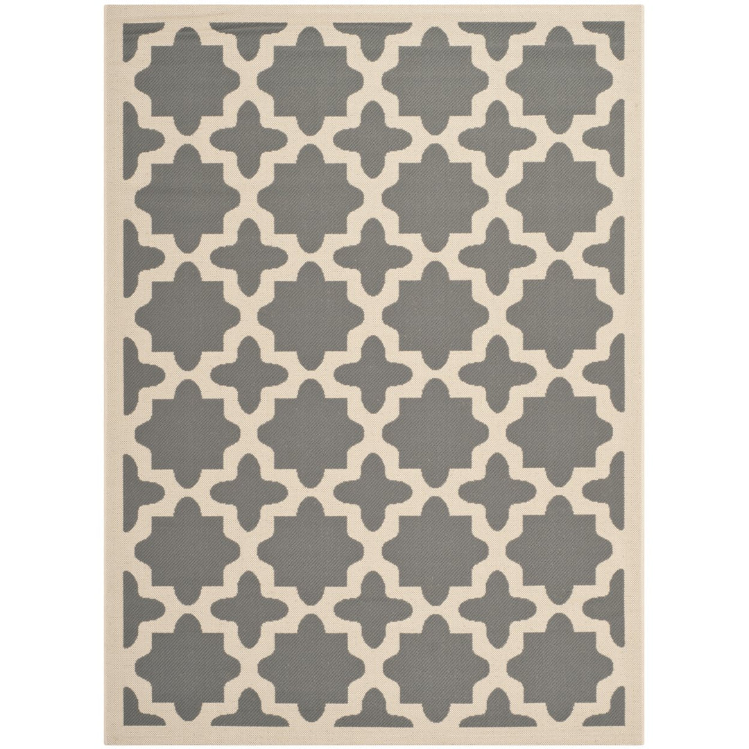 SAFAVIEH Outdoor CY6913-246 Courtyard Anthracite / Beige Rug Image 1