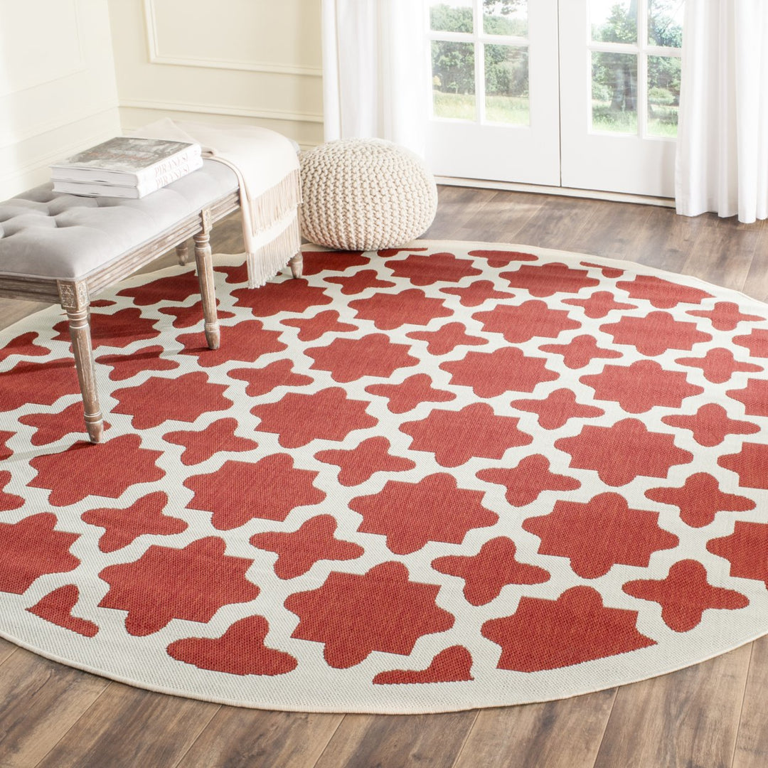 SAFAVIEH Outdoor CY6913-248 Courtyard Collection Red / Bone Rug Image 2