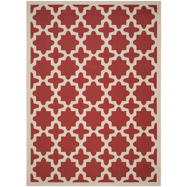 SAFAVIEH Outdoor CY6913-248 Courtyard Collection Red / Bone Rug Image 4