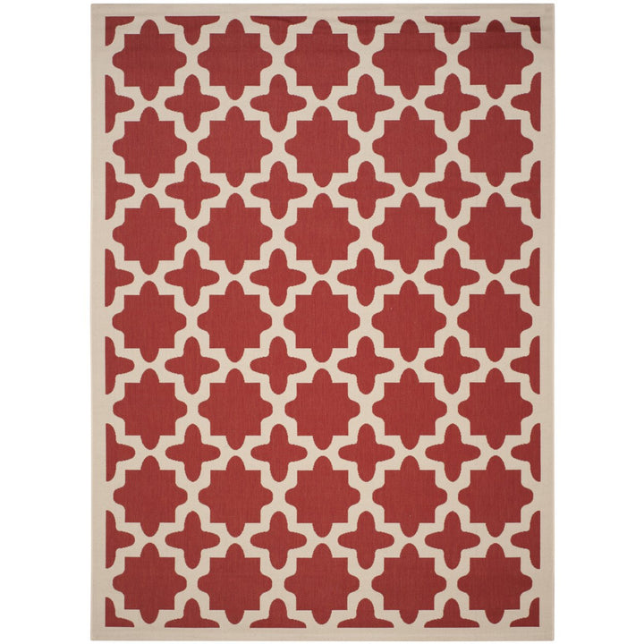 SAFAVIEH Outdoor CY6913-248 Courtyard Collection Red / Bone Rug Image 1