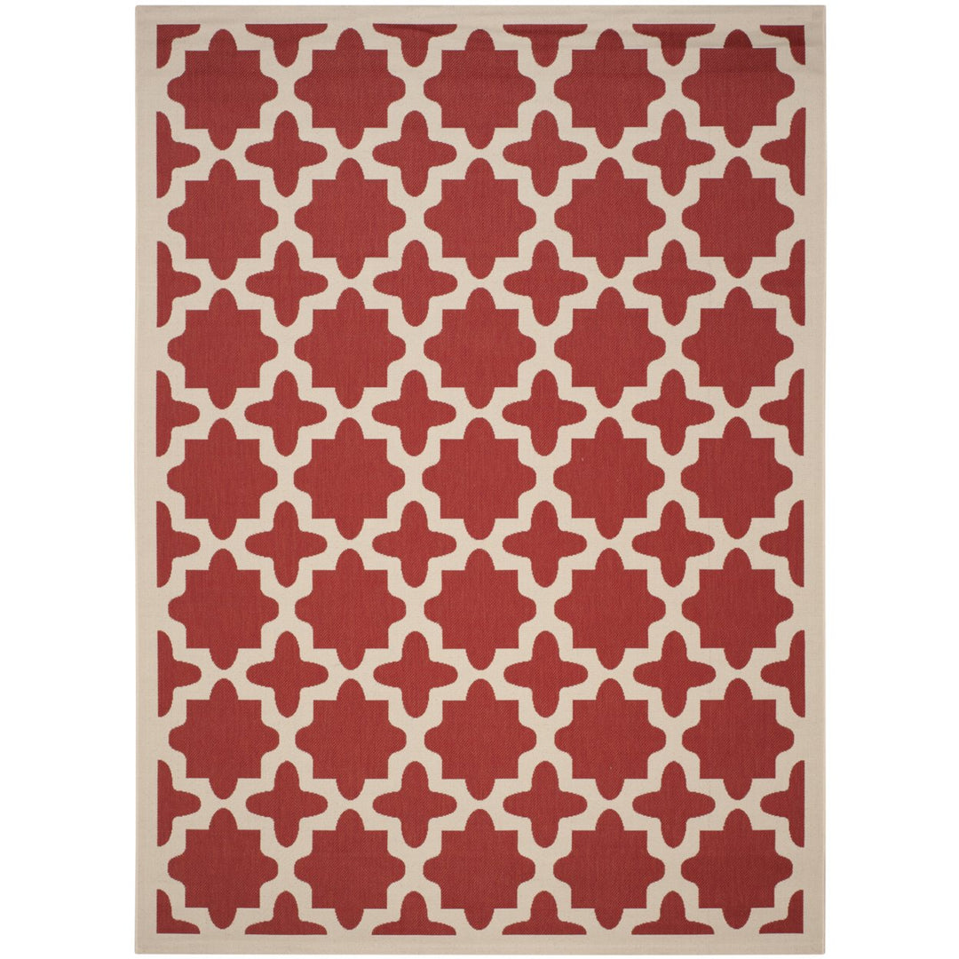 SAFAVIEH Outdoor CY6913-248 Courtyard Collection Red / Bone Rug Image 1