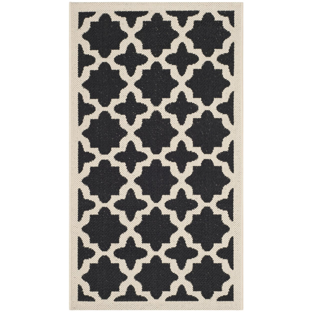 SAFAVIEH Indoor Outdoor CY6913-266 Courtyard Black / Beige Rug Image 1