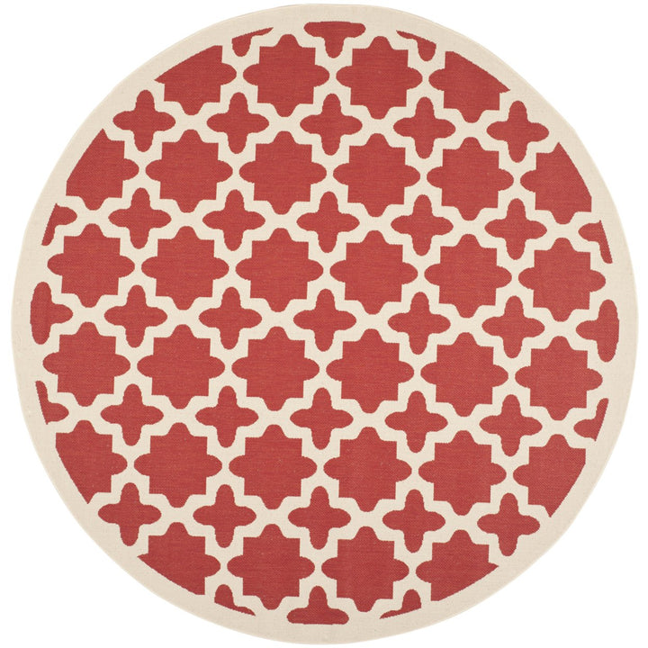 SAFAVIEH Outdoor CY6913-248 Courtyard Collection Red / Bone Rug Image 1