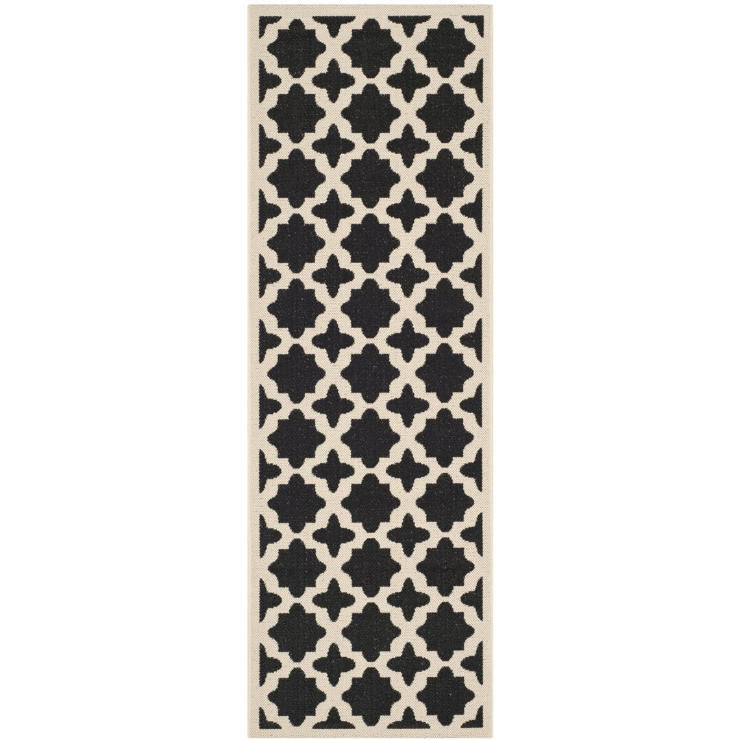 SAFAVIEH Indoor Outdoor CY6913-266 Courtyard Black / Beige Rug Image 1