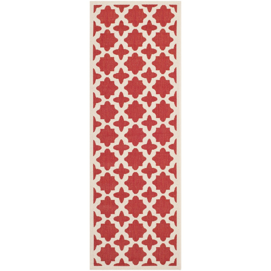 SAFAVIEH Outdoor CY6913-248 Courtyard Collection Red / Bone Rug Image 1