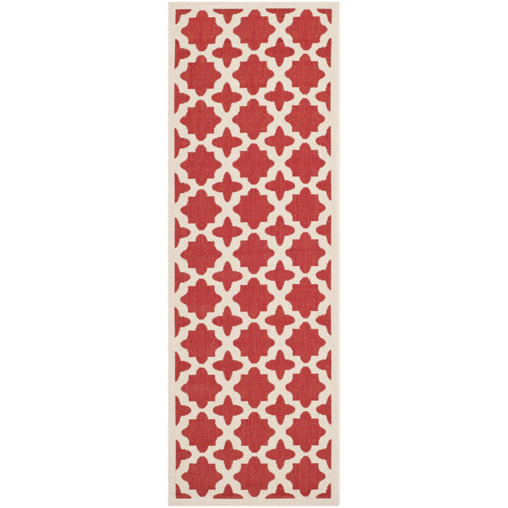 SAFAVIEH Outdoor CY6913-248 Courtyard Collection Red / Bone Rug Image 1