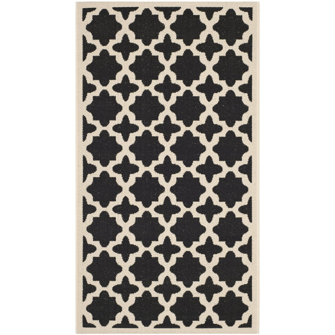 SAFAVIEH Indoor Outdoor CY6913-266 Courtyard Black / Beige Rug Image 1