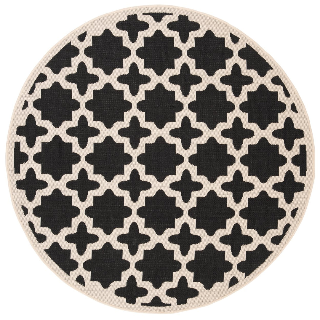 SAFAVIEH Indoor Outdoor CY6913-266 Courtyard Black / Beige Rug Image 1