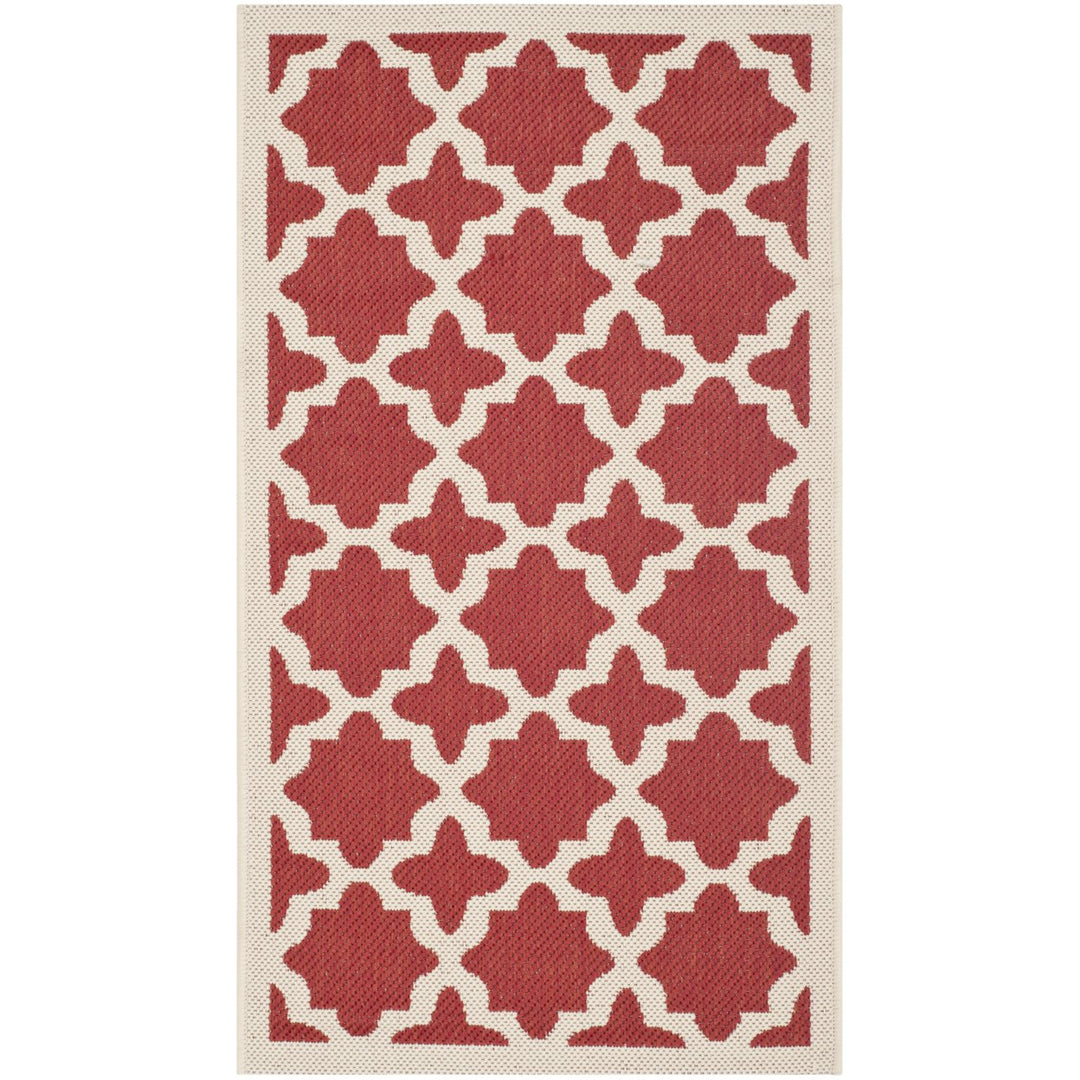 SAFAVIEH Outdoor CY6913-248 Courtyard Collection Red / Bone Rug Image 1