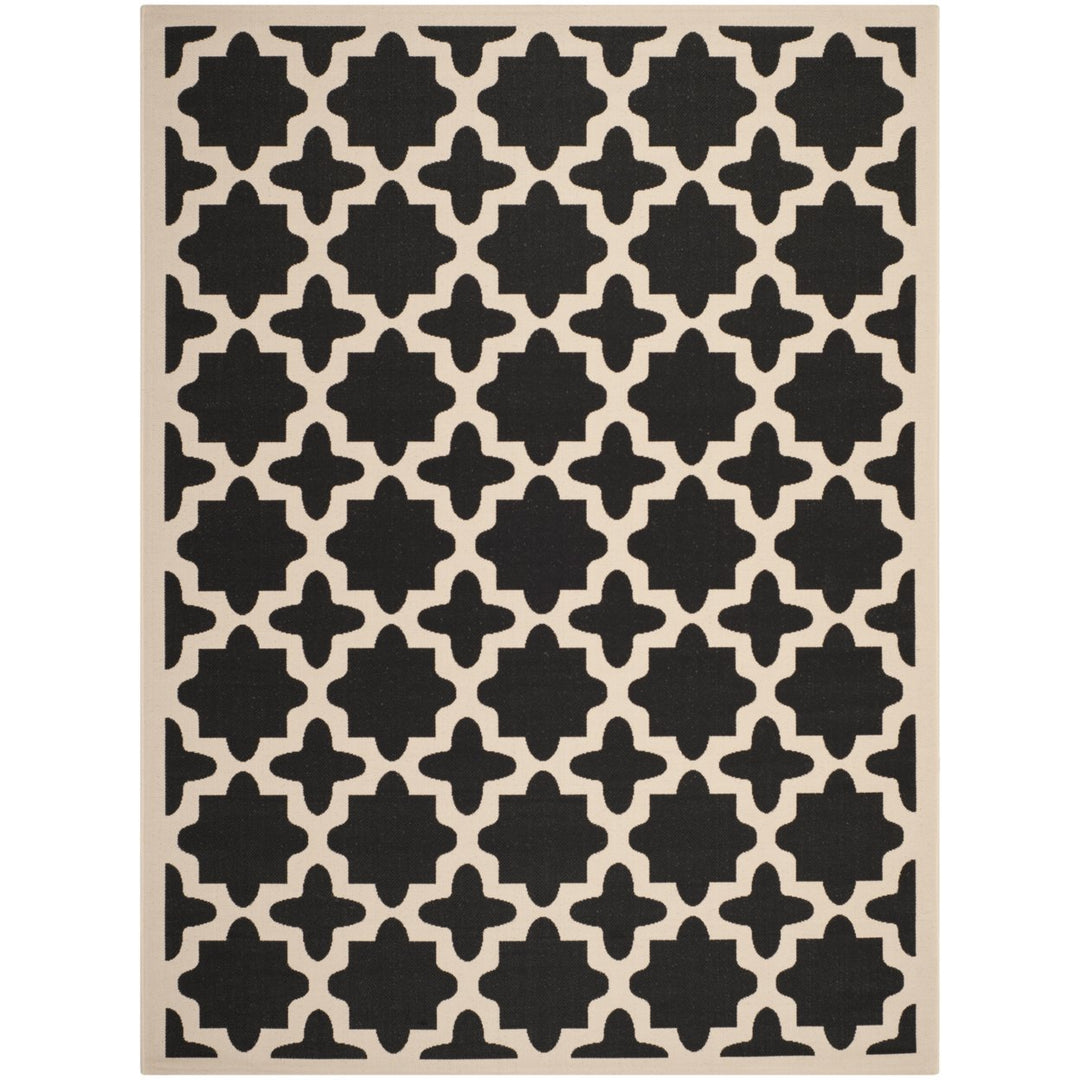 SAFAVIEH Indoor Outdoor CY6913-266 Courtyard Black / Beige Rug Image 1