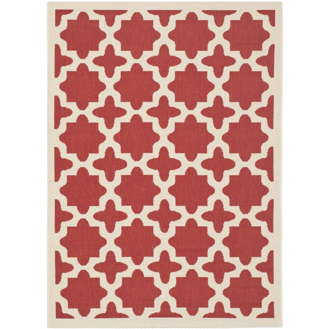SAFAVIEH Outdoor CY6913-248 Courtyard Collection Red / Bone Rug Image 11