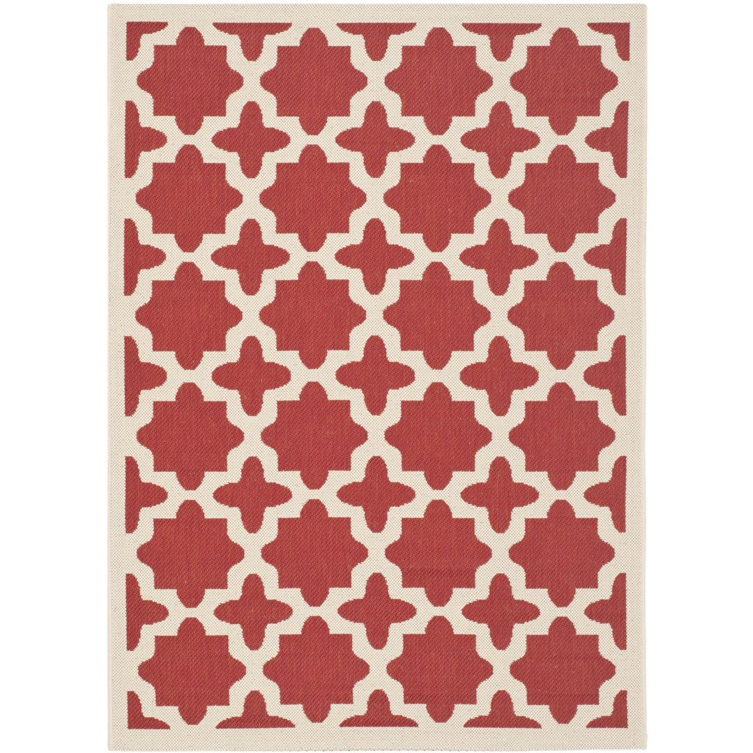 SAFAVIEH Outdoor CY6913-248 Courtyard Collection Red / Bone Rug Image 1