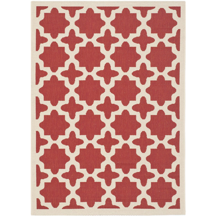 SAFAVIEH Outdoor CY6913-248 Courtyard Collection Red / Bone Rug Image 1