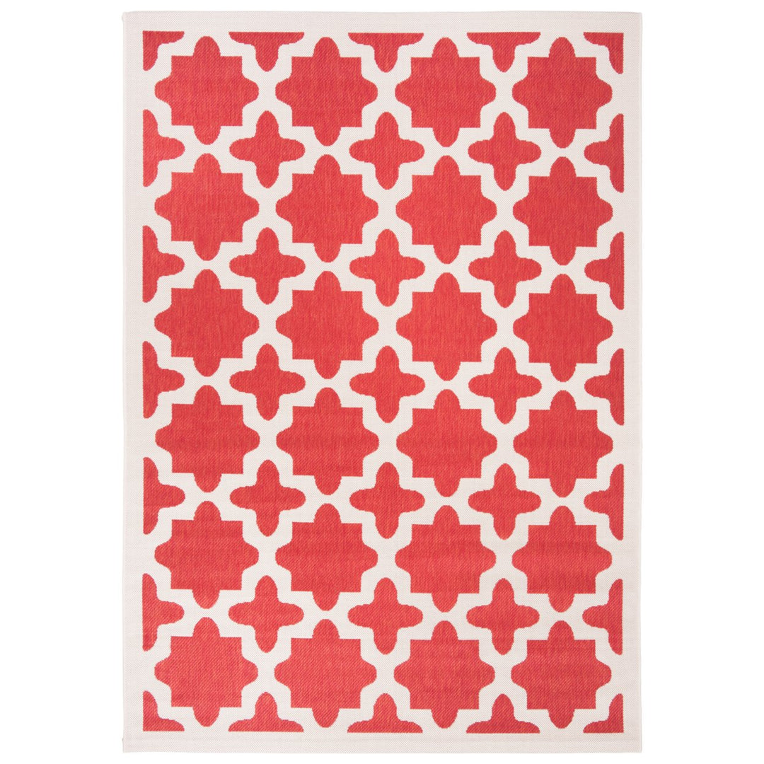 SAFAVIEH Outdoor CY6913-248 Courtyard Collection Red / Bone Rug Image 12