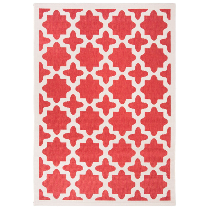 SAFAVIEH Outdoor CY6913-248 Courtyard Collection Red / Bone Rug Image 1