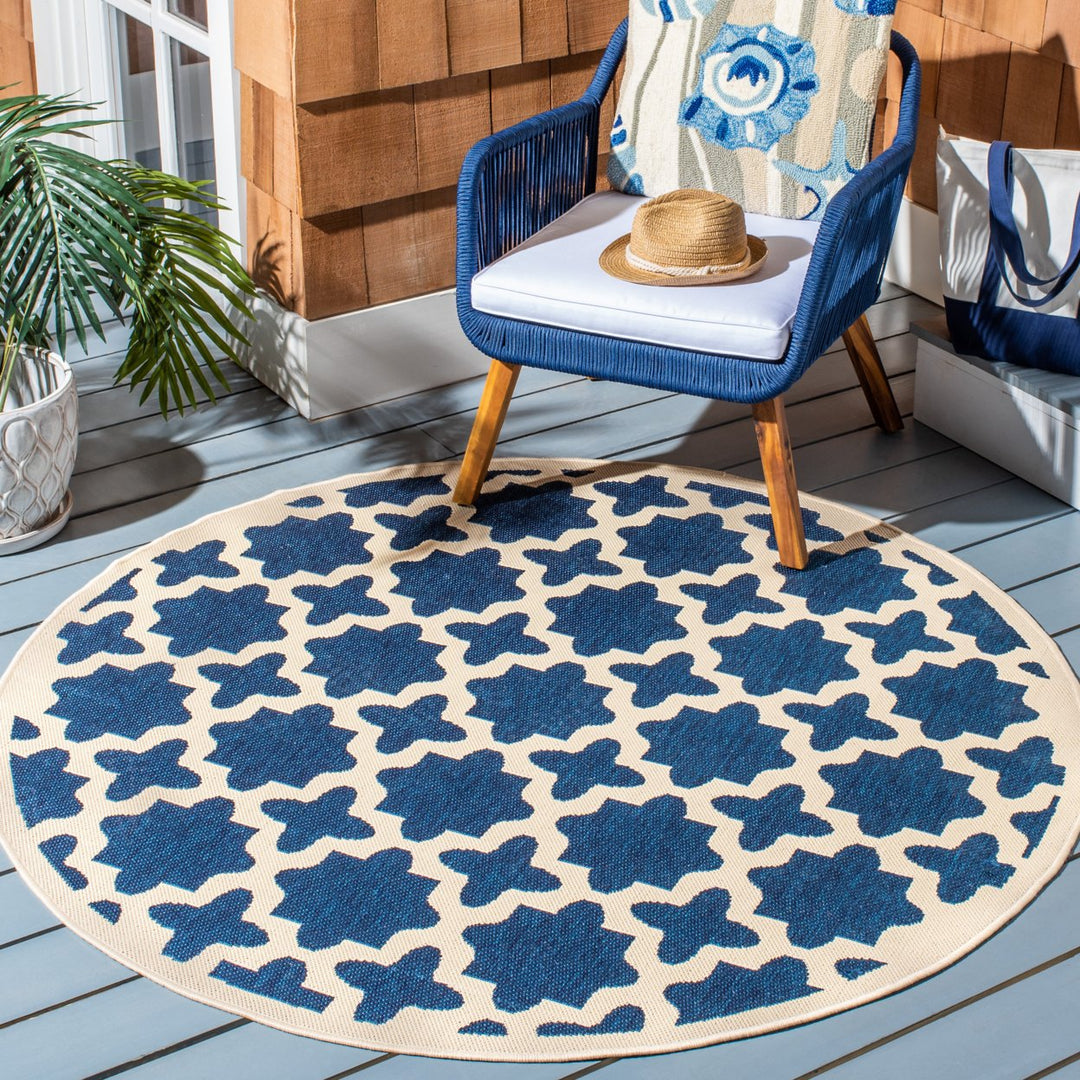 SAFAVIEH Indoor Outdoor CY6913-268 Courtyard Navy / Beige Rug Image 2