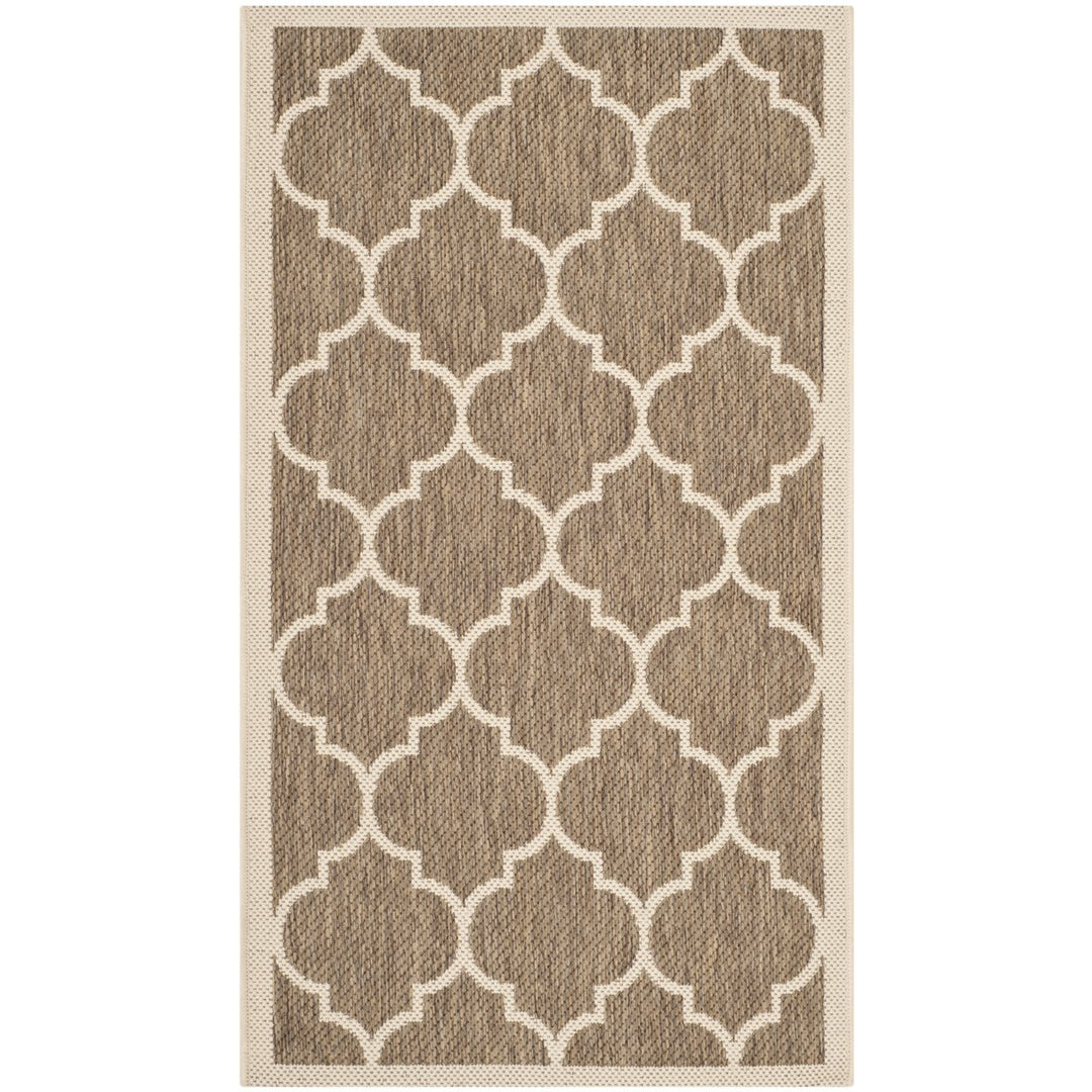 SAFAVIEH Indoor Outdoor CY6914-242 Courtyard Brown / Bone Rug Image 1