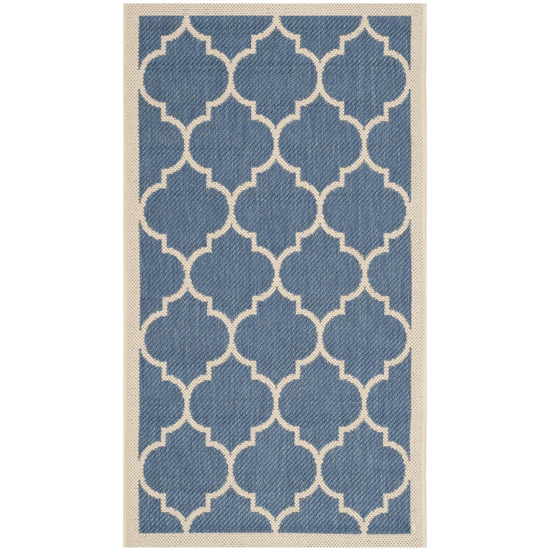 SAFAVIEH Indoor Outdoor CY6914-243 Courtyard Blue / Beige Rug Image 1